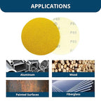 Benchmark Abrasives 5" Premium Aluminum Oxide Stearated Gold No Holes Hook and Loop Discs for Sanding of Metals Non-Ferrous Metals Wood Plastic Fiberglass (50 Discs) - Mixed Low Grits