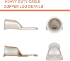 10pcs 1/0 AWG-5/16(M8) Tinned Copper Ring Terminals Battery Lugs, Heavy Duty Wire Lugs, Battery Cable Connectors