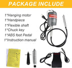 Hanging Flex Shaft Grinder 230W Rotary Tool with Stepless Speed Foot Pedal Rotary Carver 0-180000rmp for Carving, Buffing,Drilling,Polishing (4mm flexshaft)