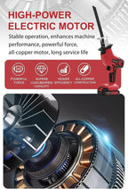 Cordless Reciprocating Saw for Home & Outdoor Use, 2×2.0Ah Batteries, Variable Speed, Red Compact Saw Kit with Blades for Wood/Metal/PVC Cutting – Ideal for DIYers & Gardeners in All Seasons