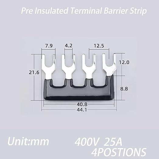 Terminal Block (4 Sets) 4Pcs 4 Positions Dual Row 600V 25A Screw Terminal Strip Blocks with Cover&4Pcs Pre-Insulated Barrier Termina Block Strip& 16Pcs Insulated Fork Wire Connector