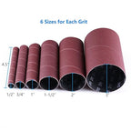 LotFancy 24PCS Spindle Sander Sleeves, Sanding Sleeves for Oscillating Sander, 60 80 120 240 Assorted Grit Sandpaper, 4-1/2” Length, 1/2”, 3/4”, 1”, 1-1/2”, 2”, 3” Diameter