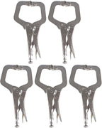 findmall 5Pcs 6 Inch Locking C Clamps with Swivel Pads Heavy Duty C-Type Locking Plier Table and Tool Vise Grip for Shop Home Farm and Automotive DIY Woodworking Welding Cabinetry Pocket Hole Joinery