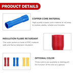 Nilight 200PCS Electrical Butt Connectors AWG 22-10 Insulated Wire Crimp Connector Splice Blue Red Yellow for Automotive Marine Wiring