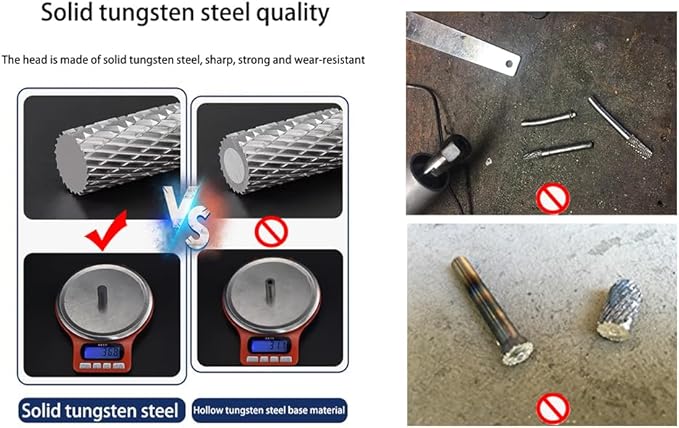 Tungsten Carbide Burr Set SA-5 Double Cut Rotary Burr File(1/2” cutter Dia X 1”Cutter Length) with 1/4'' Shank for Die Grinder Drill Bits (Pack of 5)…