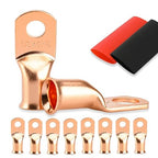 8PCS Battery Cable Ends, 1/0 Gauge Wire Connectors 5/16 Copper Wire Lugs, Bare Copper Eyelets with Heat Shrink Tubing by HOUSUN