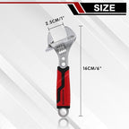 6-Inch Adjustable Wrench, Wide Jaw Adjustable Wrench with Anti-Slip Grips, Cr-V Steel Wrenchs for Home Repair, DIY, Garage