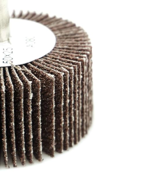 Benchmark Abrasives 2" x 1" Aluminum Oxide Flap Wheel with 1/4" Shank Mounted, Perfect for Woodworking Grinding Polishing Rust Paint Removal (10 Pack) - 80 Grit