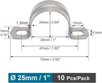 SS304 Conduit Clamps 1 Inch, 2-holes Pipe Bracket U Clamp for Cable/Water Pipe/Pipe, Heavy Duty Pipe Clamp | OD 1" | 10 pcs