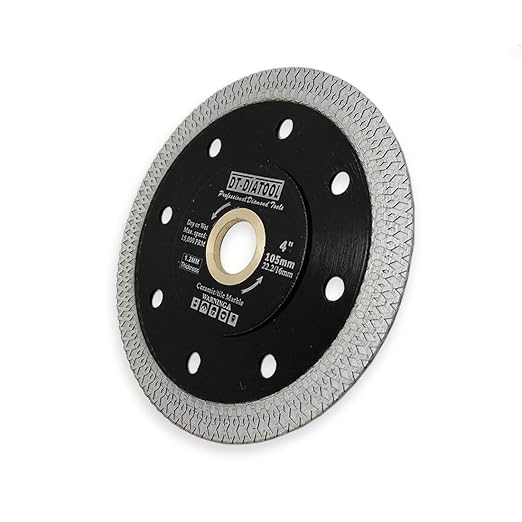 DT-DIATOOL Diamond Tile Blade 4 Inch 5pcs Diamond Turbo X Mesh Rim Segement Circular Saw Blade for Procelain Ceramic Stoneware Marble Granite Fits 5/8"-7/8" Arbor