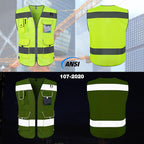 TCCFCCT Safety Vest 9 Pockets High Visibility Reflective Safety Vest for Men Women, Hi Vis Work Vest with Reflective Strips, Meets ANSI/ISEA Standards, (Yellow, 3X-Large)