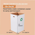 AVIDITI Cardboard Trash Cans and Recycling Bins, 50 Gallon 18"L x 18"W x 36"H (10-Pack) Reusable or Disposable Pop Up Garbage Boxes for Parties, Outdoor Events, Heavy Duty, Recycle