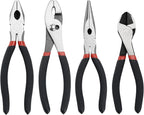 4 Pack Precision Basics Pliers Set-8'' Slip Joint, Long Needle Nose Pliers, Lineman, And 7''Diagonal Pliers for DIY, Construction, Machinery, Home Maintenance and Garden Projects