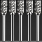 Carbide Burr Set 1/4" Shank SA-3 Die Grinder Bits Tungsten Double Cut Burr Bits (3/8" Cutter Dia X 0.86" Cutter Length) for Die Grinder Kits Metal Grinding Drilling Polishing (5pcs)