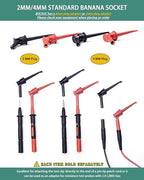 Mini Grabber with 4MM Banana Jack, Mini Test Hook Clips for Multimeter Leads Push on Probe(2PCS)