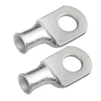 SELTERM 2pcs 4 AWG 3/8" Stud (X - Wide Pad) Tinned Copper Wire Lugs, Battery Lugs, Ring Terminals, Battery Cable Ends, 4 Guage Ring Terminal Connectors, UL Marine Grade Battery Terminal Connectors