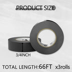 SWRT 0.75 in x 66 FT UL/CSA Listed Black Electrical Tape 7 mils -600V, 3 Pack Electric Tape Flame Retardant, Strong Adhesive, for Home DIY Electrical Repairs Professional Installations