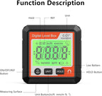 Digital Angle Gauge Magnetic, LCD Backlit Protractor Inclinometer Level Box, Slope Finder for Woodworking, Carpentry, Construction and Machinery (Precision Angle Measurement Tool)