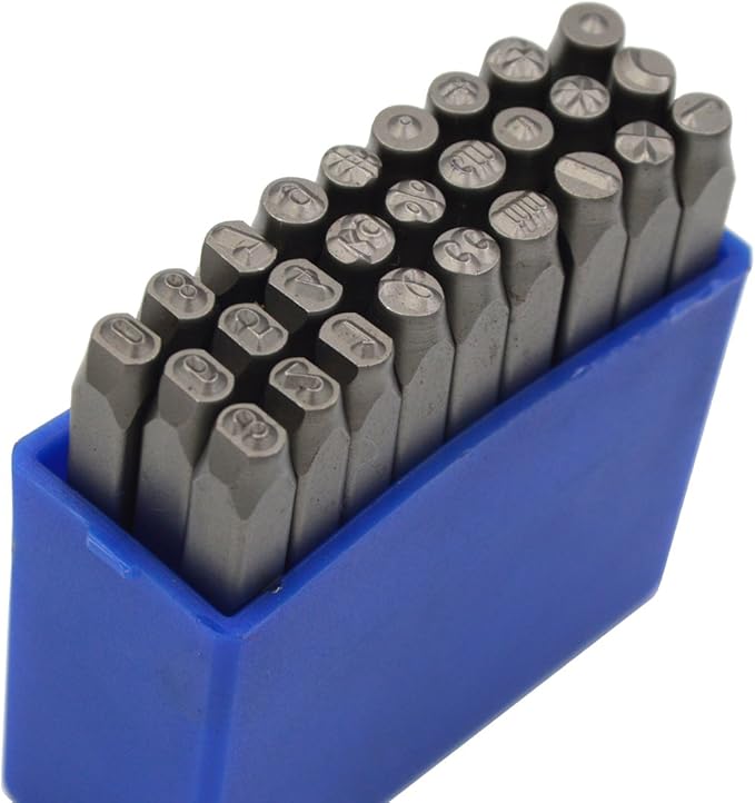WKSTOOL 5/64 2mm Heavy Duty Carbon Steel Numbers Symbols Character Mark Code Hand Stamp Punch for Stamping Jewelry Sheet Metal Plate Mold Die Making