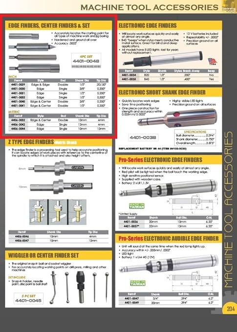 HHIP 4401-0032 Single End Micro Edge Finder, 1/2" Shank Diameter, 0.500" Tip Diameter, .0002" Accuracy