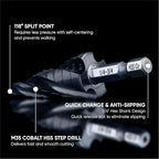 toolant Four Spiral Flute Cobalt Step Drill Bit(Pro), 1/4"-3/4" Impact Ready Unibit Step Drill Bit, 1/4" Hex Shank Step Bits for Metal, Stainless Steel, Aluminum, Plastic