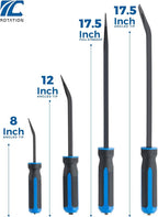 ROTATION 4-Piece Heavy Duty Pry Bar Set with Thicker Hammer Strike Cap and Angled Tip – Ideal for Automotive Repair, Demolition, Nail Pulling