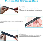 Nail Files Set, 14PCS Professional Metal Nail File & Emery Boards for Natural Nails (100/180 Grit), Double Sided Reusable & Washable Manicure Kit for Women, Home & Salon
