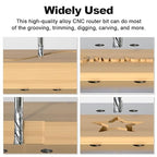 FivePears Up Cut Spiral Router Bit for CNC, 1/2 inch Cutting Diameter and 2 inch Cutting Length 1/2 inch Shank Carbide End Mill Router Bit for Wood Carving Engraving Grinding Grooving