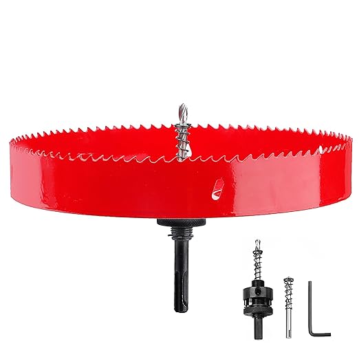 8.66 inch / 220mm Hole Saw with SDS Plus Arbor and Hex Shank Arbor, HSS Bi-Metal Hole Drilling Cutter for Wood Boards Plastic and Thin Metal (8.66 inch / 220mm)