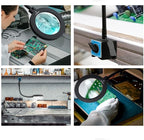 Magnetic Work Light, Led Machine Light with Magnifying Glass, 23.5in Flexible Gooseneck Magnetic Base Lamp for Steel Lathe and Drill Press, 3400Lux 10.5W 110V