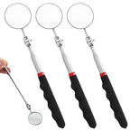 3PCS Telescoping Inspection Mirror, 28.35 Inch Extendable Mirror for Checking Observing Vehicle Small Parts, Inspection Tool with Long Hamdle (Black)