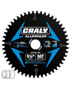 CRALY 5-3/8 Inch 50 Teeth Aluminum and Non-Ferrous Metal Cutting Circular Saw Blade, 20 mm Arbor, Carbide Tipped, Thin Kerf, Black Ice™ Coating, for Thin Aluminum, Plastic, Composite(C0550AL)