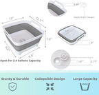 Collapsible Wash Basin for Baby Bottles - 2.4 Gallons Portable Wash Bin for RV Camping Sink, Space-Saving Dish Tub (Gray)