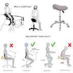 Professional Saddle Stool with Wheels Ergonomic Swivel Rolling Height Adjustable for Clinic Dentist Beauty Salon Tattoo Home Office (Grey)