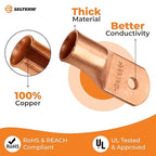 SELTERM 25pcs 4/0 AWG 1/4" Stud Battery Lugs, Ring Terminals, Heavy Duty Copper Wire Lugs, Battery Cable Ends, 0000 Gauge Ring Terminal Connectors, UL Bare Copper Eyelets Electrical Battery Cable Lugs
