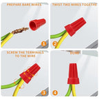 300PCS Wire Connectors Nuts 18-10 AWG Electric Wire Caps Insulating Insert Twist Electrical Wire Connectors Red Wire Assortment Nuts for Quick Connection