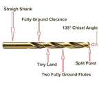 MAXTOOL 17/64" 10PCs Identical Cobalt Jobber Length Drill Bits HSS M35 Twist Drill Bits Fully Ground Golden Straight Shank Drills; JBF35G10R17E10