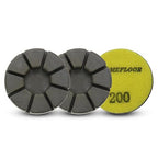 Diamond Floor Polishing Pucks for Terrazzo, Marble, Granite, Concrete Floor, 3 Inch 15mm Resin Bond Hook and Loop Polishing Pad, 200#, 3PCS