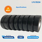 Black Electrical Tape 8Rolls, 7mils x 3/4 in x 30 ft, Flame Retardant,Waterproof,Strong Adhesive, Durable, Easy-Wrap,High Temp Electrical Tape Electric Super Vinyl