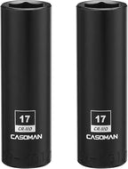 CASOMAN 1/2-Inch Drive x 17mm Deep Impact Socket, 2PCS Set, 6-Point, Metric, CR-MO