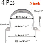 4 Pcs 5inch Rigid Pipe Strap,Two Hole Stainless Steel Strap U Bracket, Widened Tube Strap Tension Clip Assortment Kit Heavy Duty Pipe Clamp for Pipe Fixing（133mm）