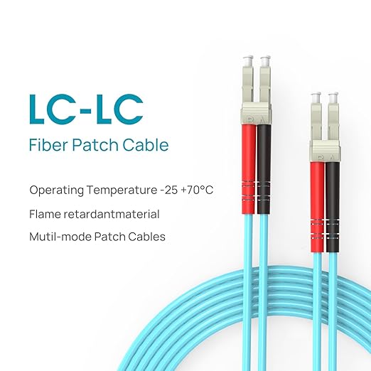 Fiber Patch Cable,10G/Gigabit Fiber Optic Cables with LC to LC Multimode OM3 Duplex 50/125 OFNP 3M（1Pack
