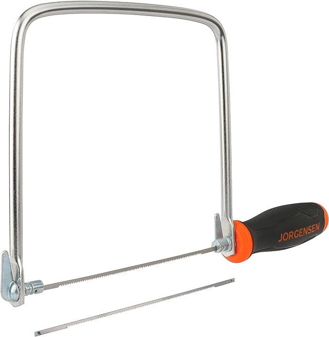 JORGENSEN Pro Coping Saw, Coping Frame and Extra 2pcs 6-1/2 Inch Replacement Blades Set for Woodworking, Plastic, Rubber, and Soft Metal Cutting