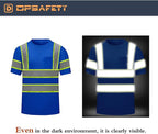 High Visibility Shirts Quick Dry Safety T Shirts with Reflective Strips and Pocket Short Sleeve Mesh Hi Vis Construction Work Class 2 Shirt for Men/Women Blue,6XL