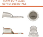 10pcs 4 AWG-1/4(M6) Tinned Copper Ring Terminals Battery Lugs, Heavy Duty Wire Lugs, Battery Cable Connectors