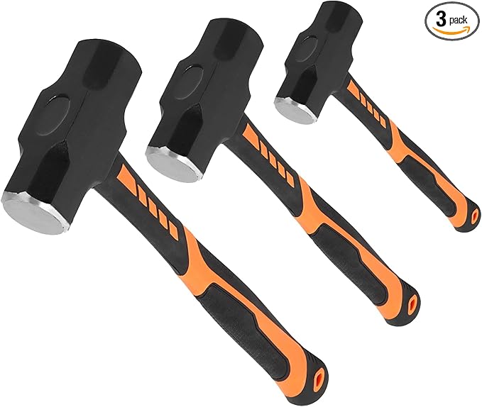 JOIKIT 3 PCS 2lbs 3lbs 4lbs Sledge Hammer Set, Drilling Crack Hammer with Forged Steel Head and Non-Slip Shock Absorbing Grip, Solid Construction for Demolition Work