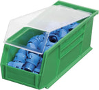 Akro-Mils 30224 AkroBins Plastic Storage Bins, Space-Saving Stackable Bins for Garage, Pantry, Craft Organization, 11" L x 4" W x 4" H, Green, 12-Pack