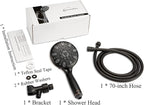 Handheld Shower Head, 6 Spray Setting High Pressure Shower Head with Brass Swivel Ball Bracket and Extra Long Stainless Steel Hose, Oil-Rubbed Bronze, 5"