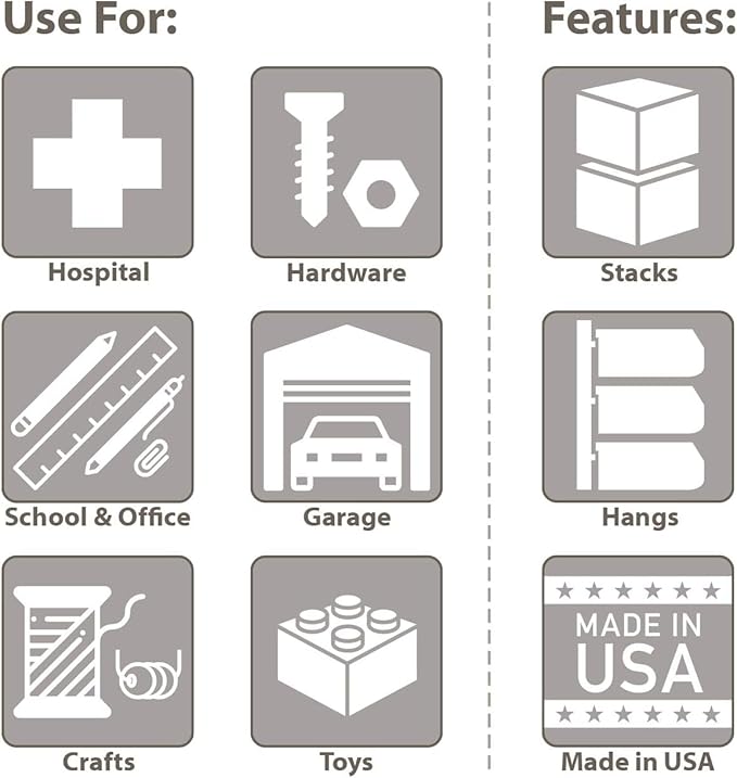 Akro-Mils 30224 AkroBins Plastic Storage Bins, Space-Saving Stackable Bins for Garage, Pantry, Craft Organization, 11" L x 4" W x 4" H, Black, 12-Pack