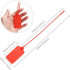 50 Red Blank Plastic Tags for Labeling Waterproof Hanging Labels Writable Tags Seal Plastic Marking Label for Clothes Bags Keys Inventory with One Marker Pen